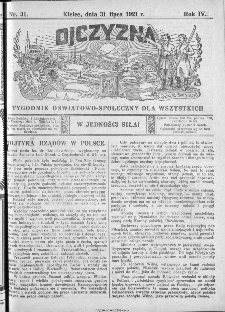 Ojczyzna : tygodnik oświatowo-społeczny dla wszystkich, 1921, nr 31