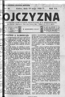 Ojczyzna : tygodnik oświatowo-społeczny dla wszystkich, 1924, nr 20