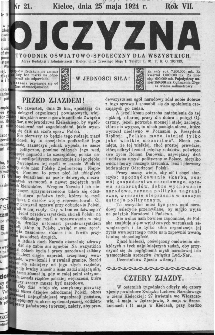 Ojczyzna : tygodnik oświatowo-społeczny dla wszystkich, 1924, nr 21