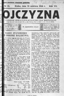Ojczyzna : tygodnik oświatowo-społeczny dla wszystkich, 1924, nr 24