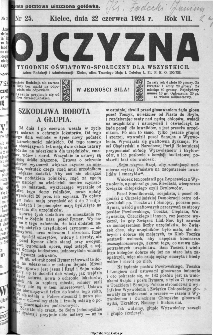 Ojczyzna : tygodnik oświatowo-społeczny dla wszystkich, 1924, nr 25