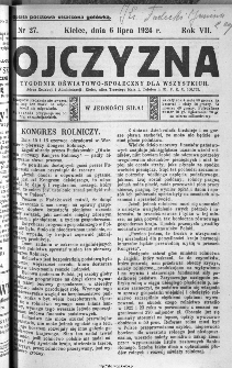 Ojczyzna : tygodnik oświatowo-społeczny dla wszystkich, 1924, nr 27