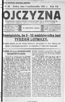 Ojczyzna : tygodnik oświatowo-społeczny dla wszystkich, 1924, nr 40