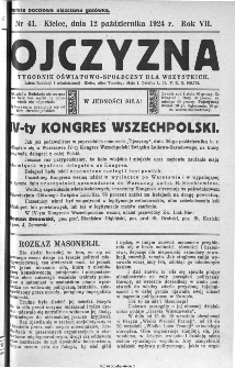 Ojczyzna : tygodnik oświatowo-społeczny dla wszystkich, 1924, nr 41