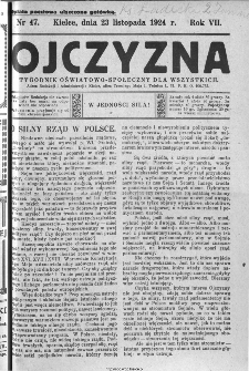 Ojczyzna : tygodnik oświatowo-społeczny dla wszystkich, 1924, nr 47