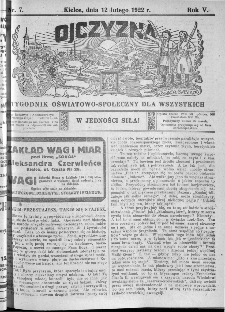 Ojczyzna : tygodnik oświatowo-społeczny dla wszystkich, 1922, nr 7
