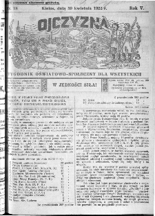 Ojczyzna : tygodnik oświatowo-społeczny dla wszystkich, 1922, nr 18
