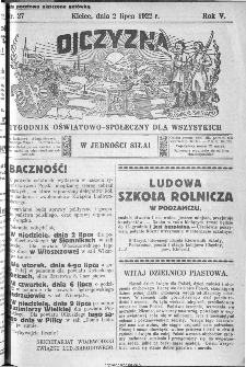 Ojczyzna : tygodnik oświatowo-społeczny dla wszystkich, 1922, nr 27