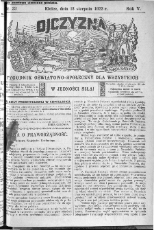 Ojczyzna : tygodnik oświatowo-społeczny dla wszystkich, 1922, nr 33