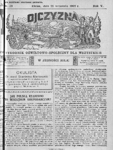 Ojczyzna : tygodnik oświatowo-społeczny dla wszystkich, 1922, nr 39