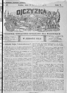 Ojczyzna : tygodnik oświatowo-społeczny dla wszystkich, 1922, nr 48