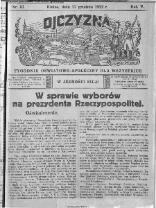 Ojczyzna : tygodnik oświatowo-społeczny dla wszystkich, 1922, nr 51
