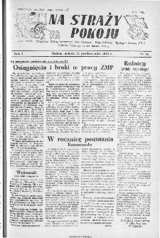 Na Warcie Pokoju : organ Komitetu Fabrycznego Polskiej Zjednoczonej Partii Robotniczej, Rady Zakładowej, Dyrekcji i Zarządu ZMP Zakład&oacute;w Metalowych im. gen. Waltera, Radom, 1953, nr 34
