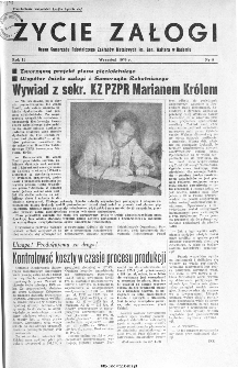 Życie Załogi : organ Samorządu Robotniczego Zakładów Metalowych im. Gen. Waltera w Radomiu, 1959, nr 9