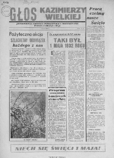 Głos Kazimierzy Wielkiej: jednodni&oacute;wka Komitetu Powiatowego i Prezydium PRN wydana z okazji 1 maja