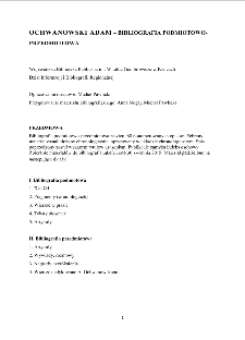 Ochwanowski Adam - bibliografia podmiotowo - przedmiotowa: 2011-2019